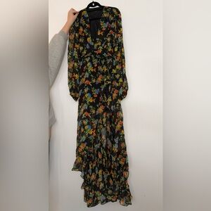 Caroline Constas Black Floral Long Sleeve Dress